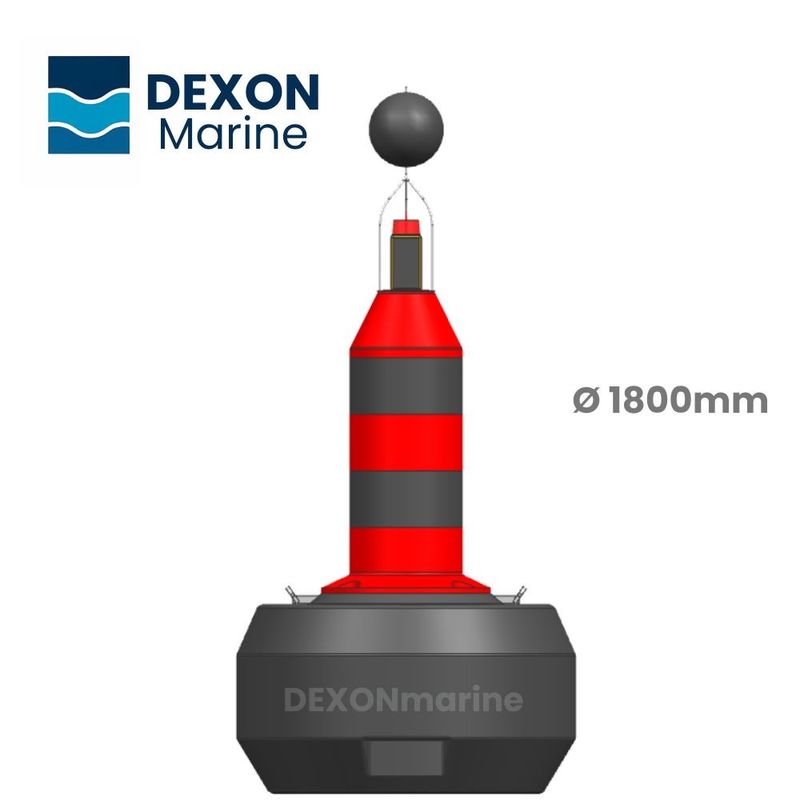 Black And Red IALA Isolated Danger Buoy With Lantern For Offshore Navigation