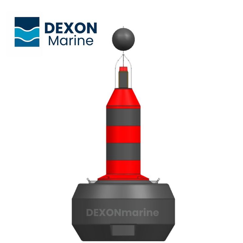 Black And Red IALA Isolated Danger Buoy With Lantern For Offshore Navigation