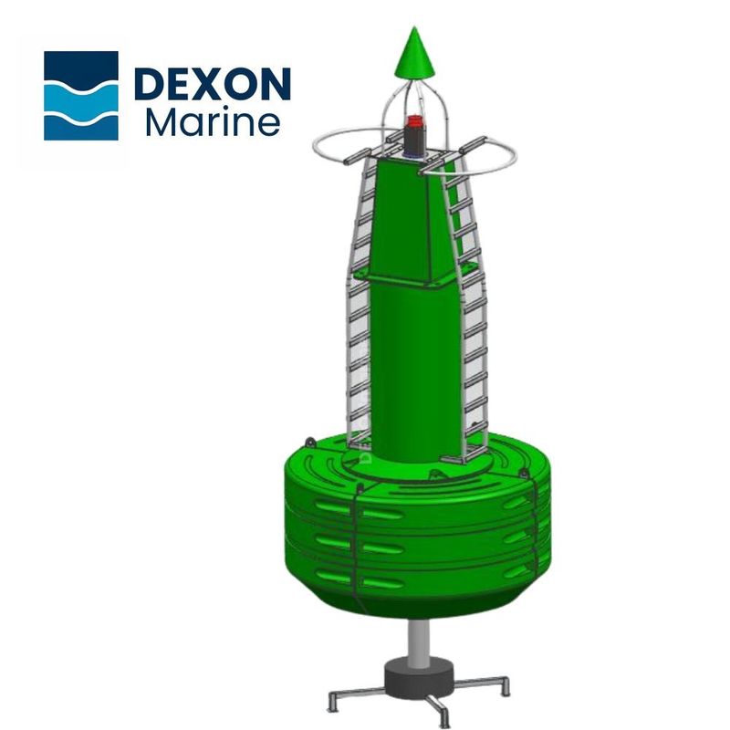 2600mm Green Solar Powered Boat Navigation Buoys With Marine Lantern Or AIS Lantern