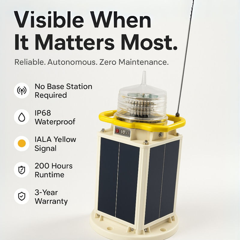 All In One 5-8nm Visibility AIS Solar Marine Lanterns LED Navigation Lantern IP68 Waterproof