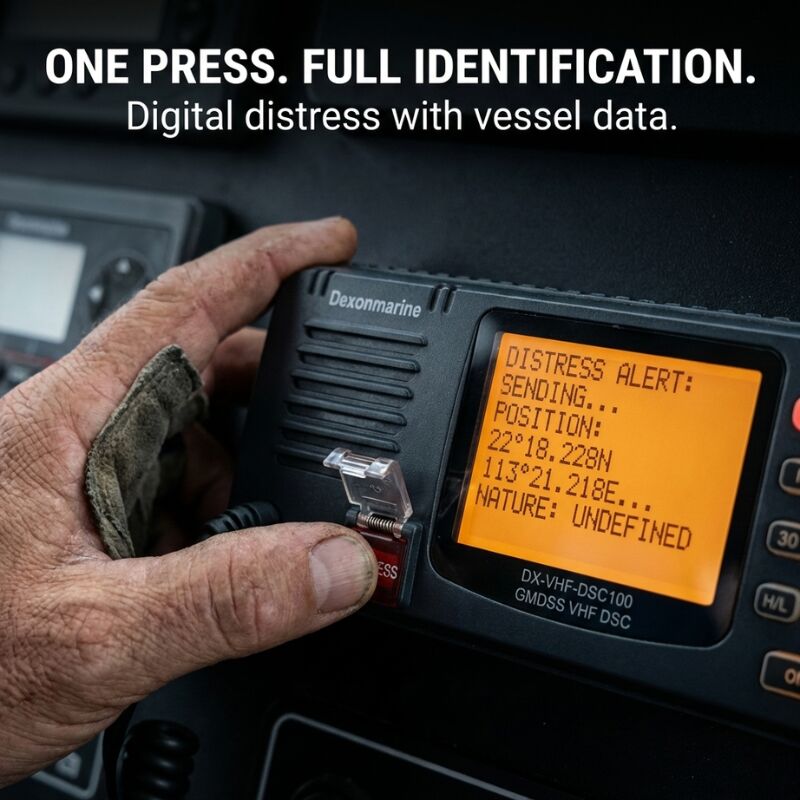Class B DSC VHF Marine Radio With Integrated GPS Positioning, Channel 70 Watch Keeping And MOB Alert Reception.