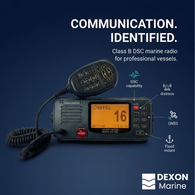 Class B DSC VHF Marine Radio With Integrated GPS Positioning, Channel 70 Watch Keeping And MOB Alert Reception.